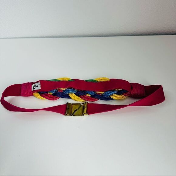 Rhea VTG Pink Rainbow Knot Front Back Closure Elastic Belt 30 In. - Picture 2 of 3